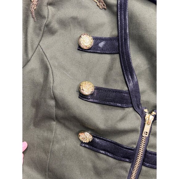 Weissman Military Style  Jacket  With Gold Stud Epaulettes & Button Details - Picture 7 of 16